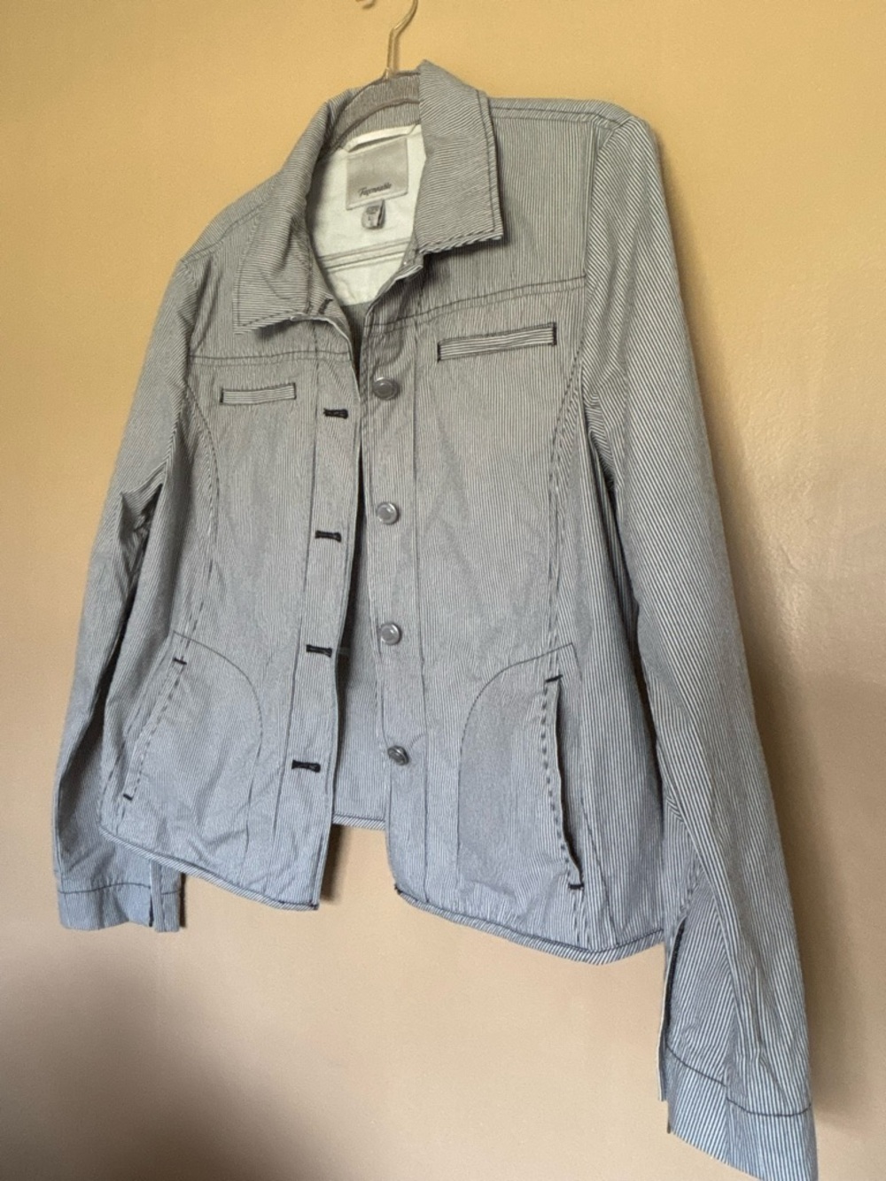 Faconnable Light Gray Pinstripe Shirt Jacket - Picture 3 of 14